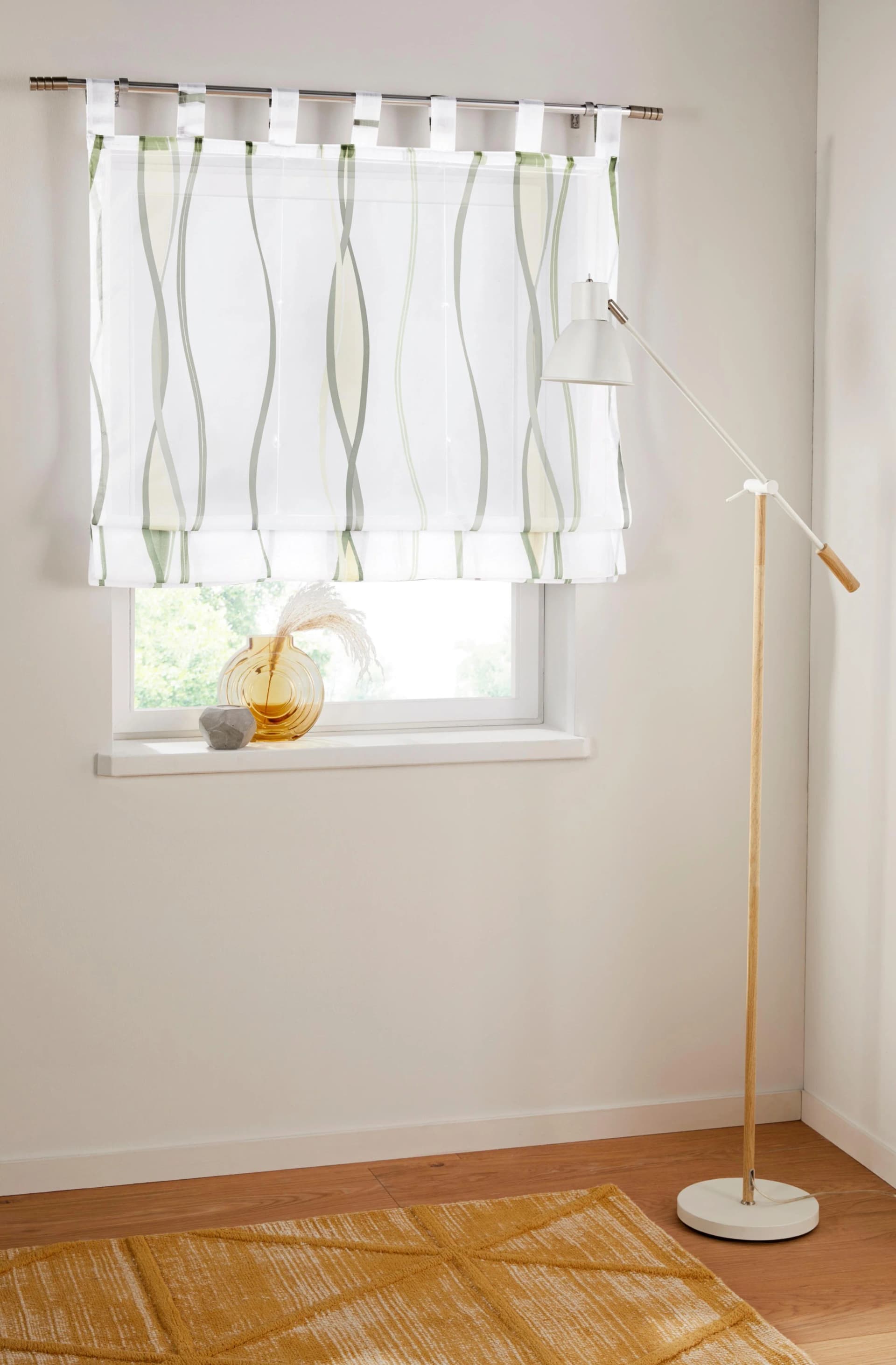 Raffrollo MY HOME Dimona Creme/Grün 100x140cm Voile
