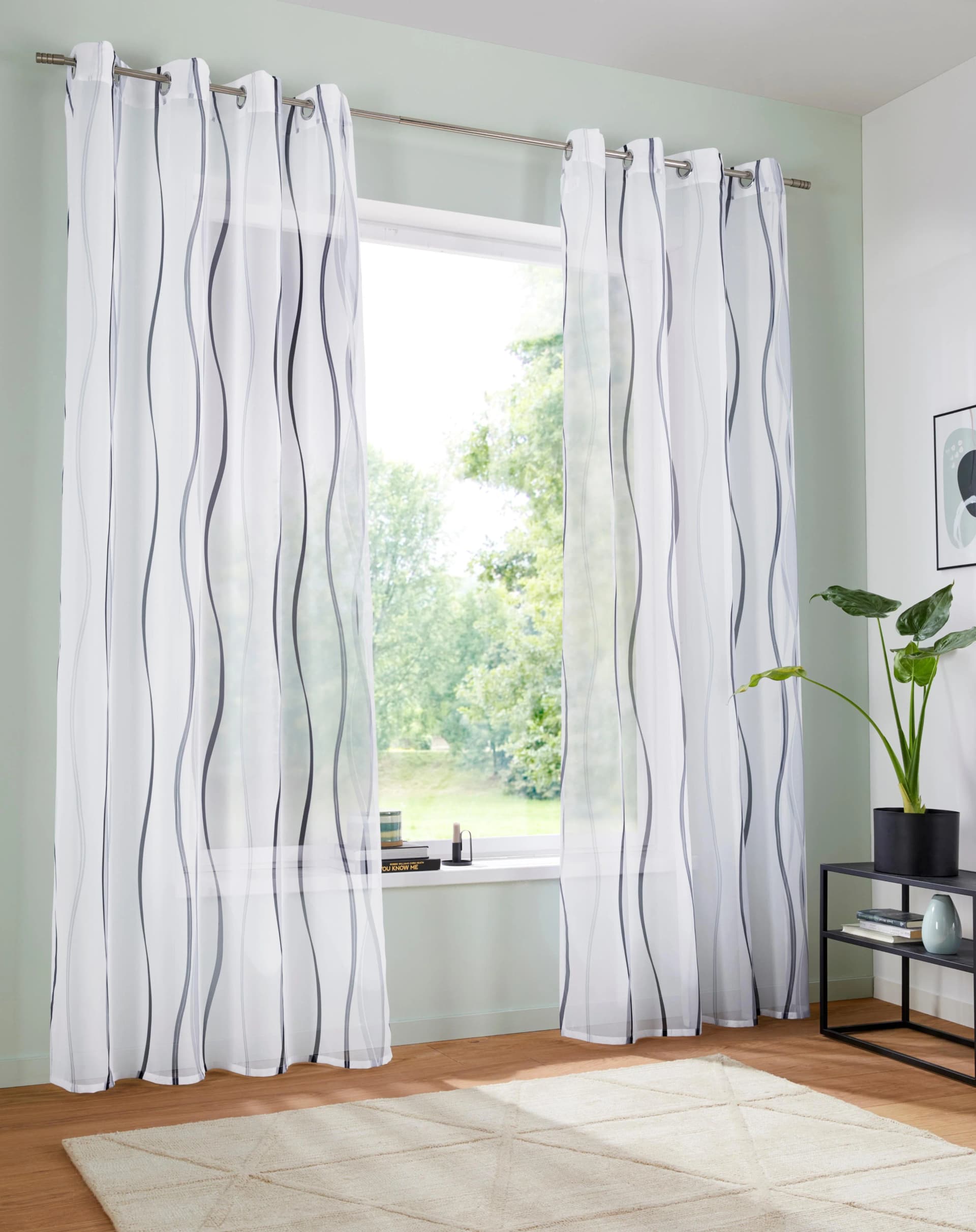 Gardine MY HOME Dimona 2er-Set Bunt Wellen