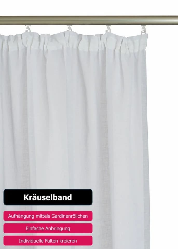 OTTO home Gardine REGINA 2-er Set Weiß Transparent Kräuselband - Bild 4