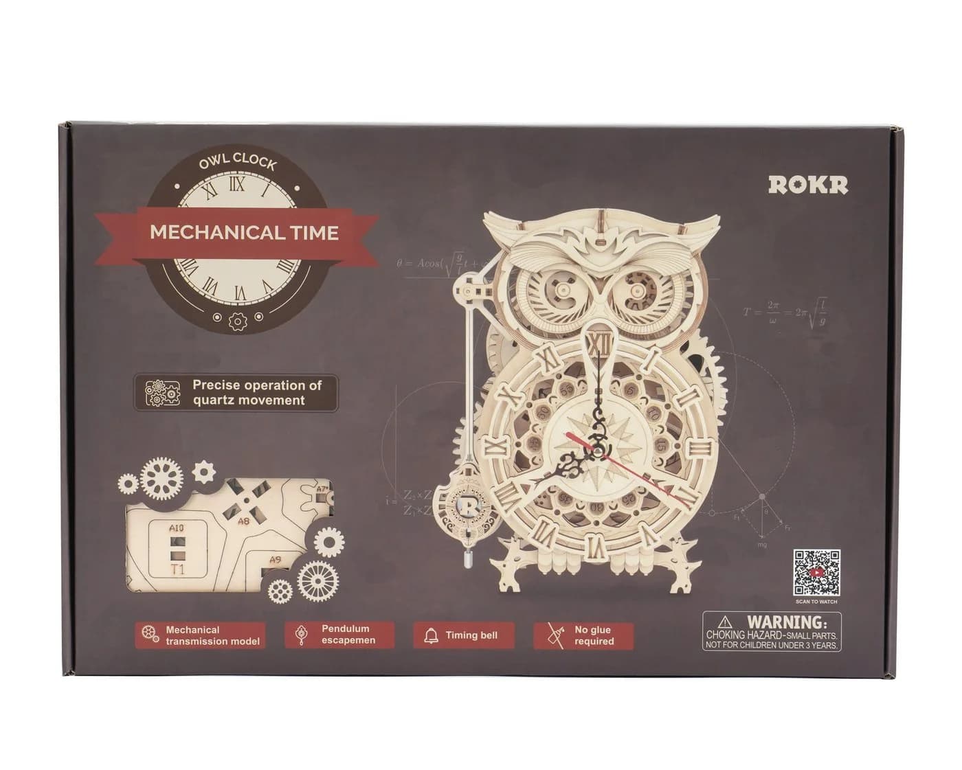 ROKR 3D-Puzzle Eulenuhr LK503, Holzpuzzle mit Quarzuhrwerk