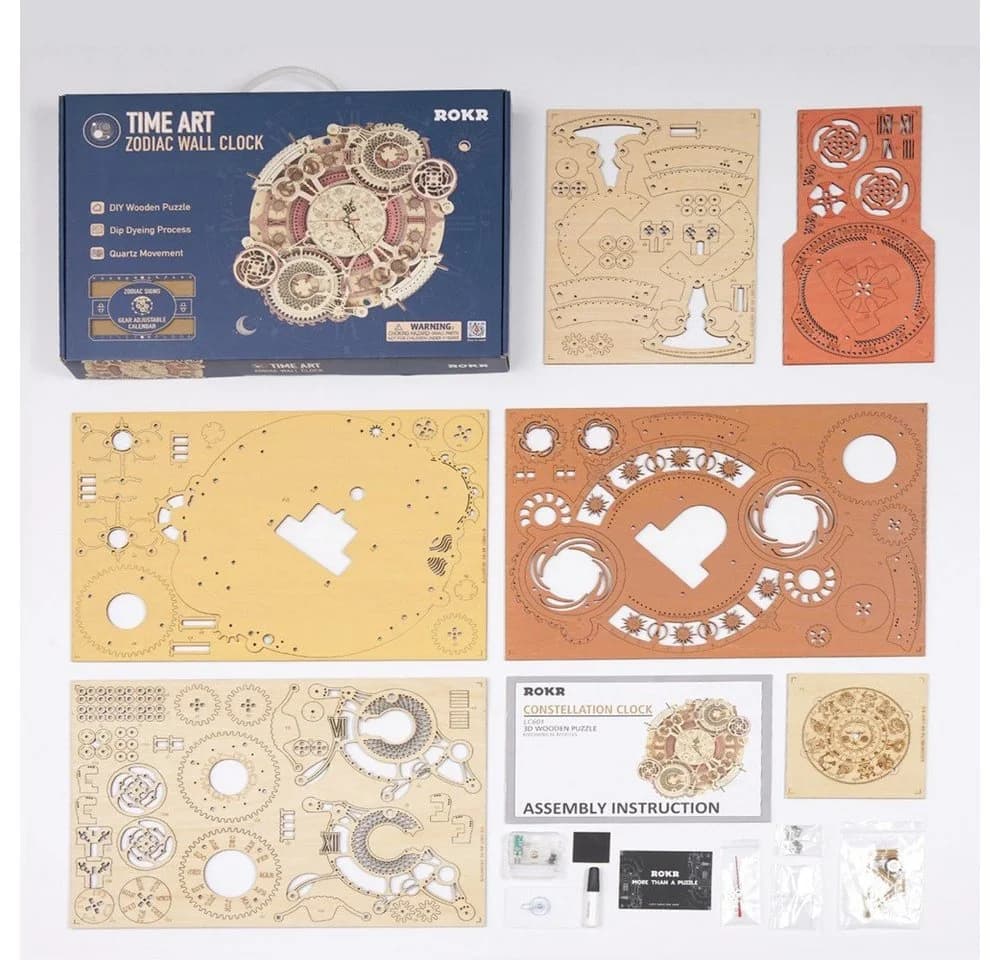 ROKR 3D-Puzzle Zodiac Wanduhr 250 Teile Holzmodell - Bild 4