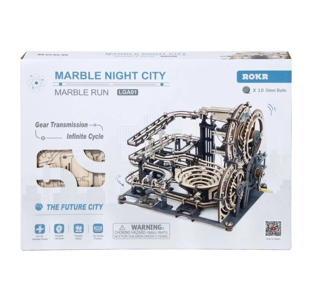 Robotime 3D-Puzzle Murmelbahn Night City 2.0 - 294 Teile Holz - Bild 2