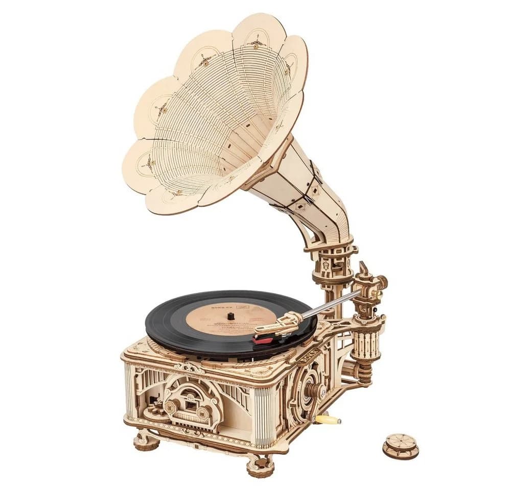 Robotime Retro Grammophon Mechanisches Holzpuzzle 424-tlg. - Bild 2