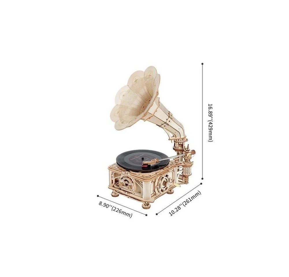 Robotime Retro Grammophon Mechanisches Holzpuzzle 424-tlg. - Bild 4