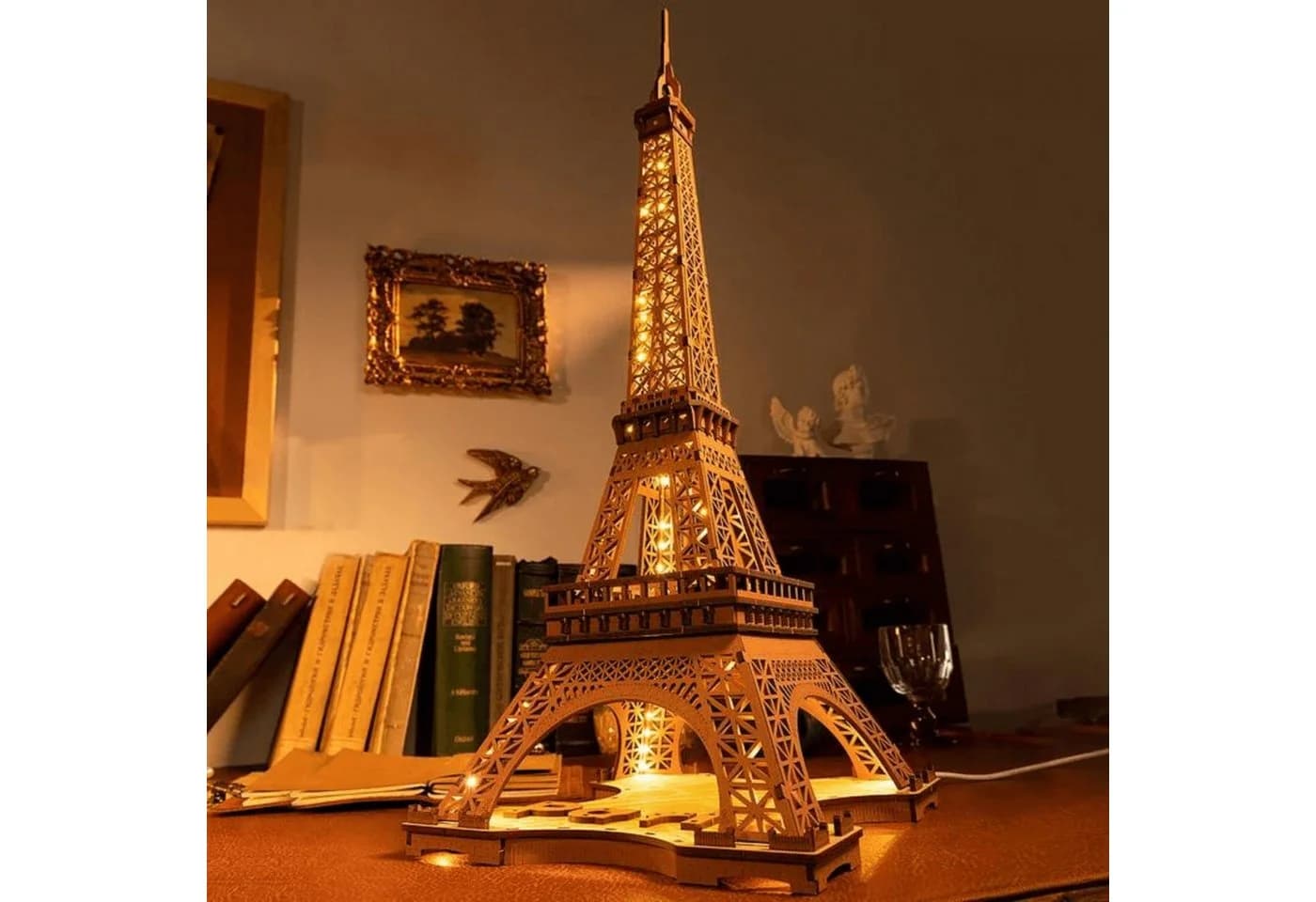 Robotime 3D-Puzzle Eiffelturm Diorama Holz mit Beleuchtung - Bild 2