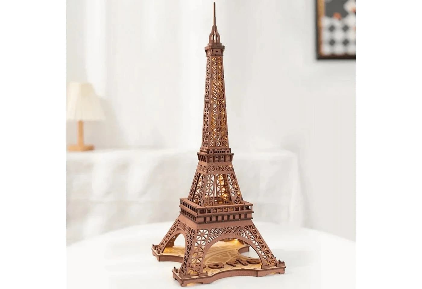 Robotime 3D-Puzzle Eiffelturm Diorama Holz mit Beleuchtung - Bild 5