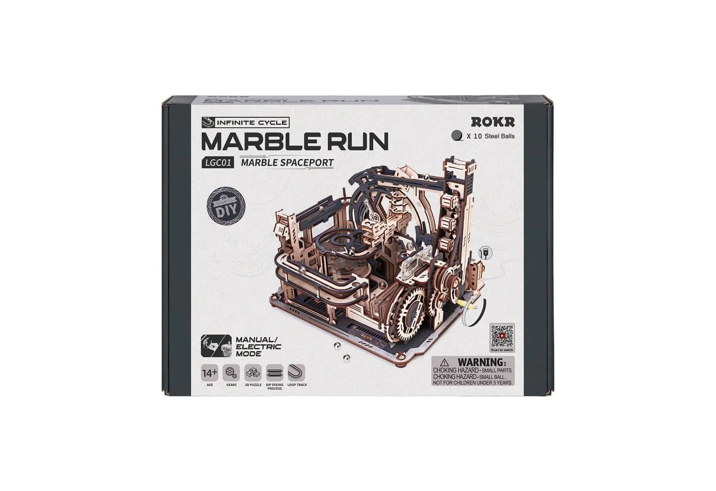 Robotime Marble Spaceport 3D Puzzle 472 Teile Holz Elektrisch LED
