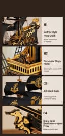 Robotime Modellbausatz The Seahorse Barque Piratenschiff Mechanisches Holzpuzzle 603-tlg Bild 1