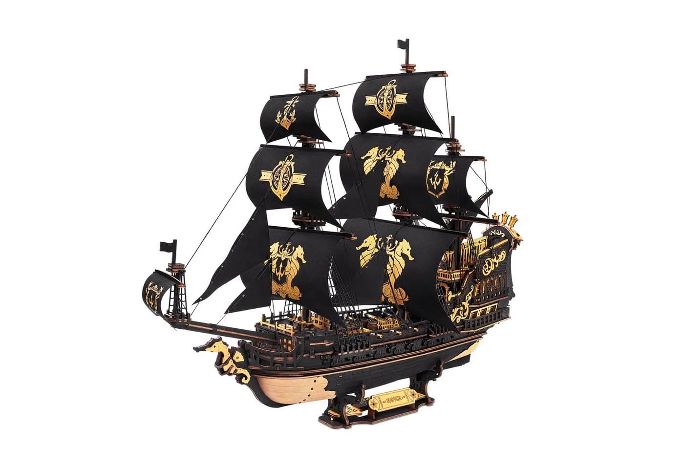 Robotime Modellbausatz The Seahorse Barque Piratenschiff Mechanisches Holzpuzzle 603-tlg - Bild 2