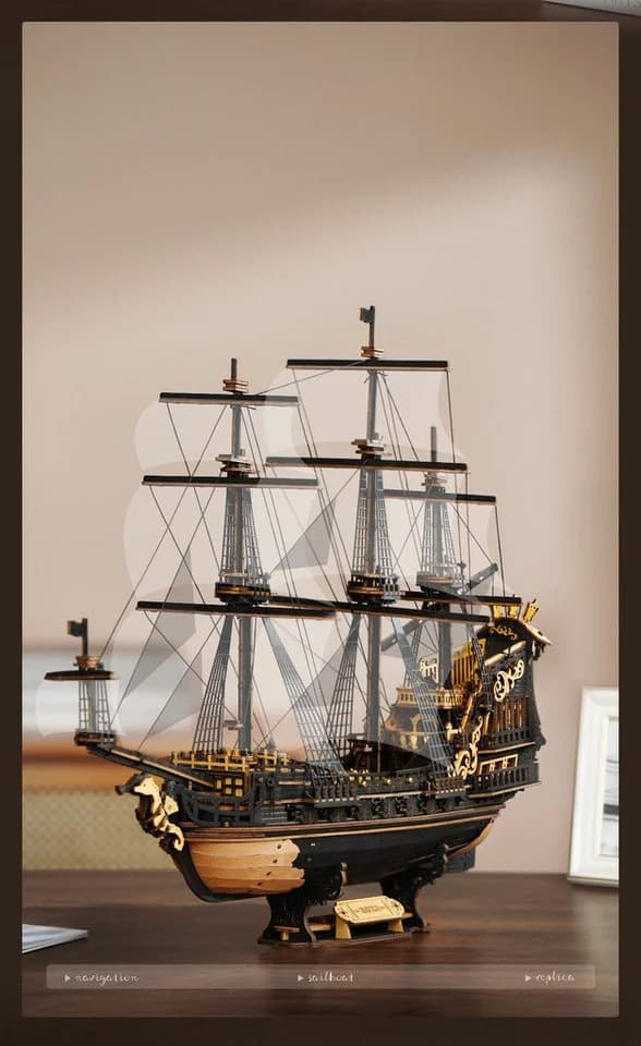 Robotime Modellbausatz The Seahorse Barque Piratenschiff Mechanisches Holzpuzzle 603-tlg - Bild 4
