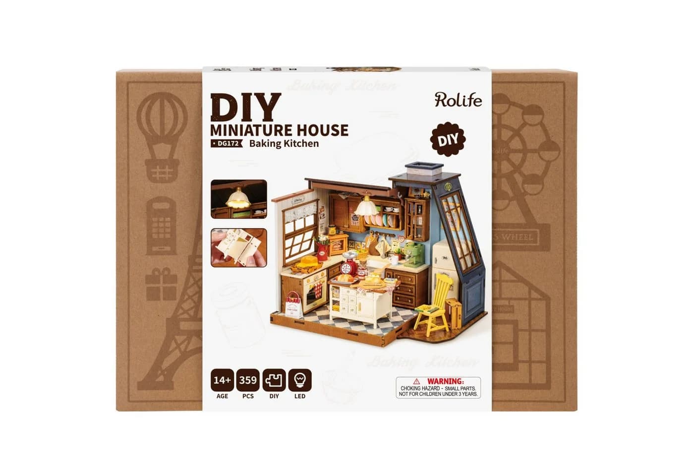 3D-Puzzle DIY Miniatur-Haus Küche Mehrfarbig