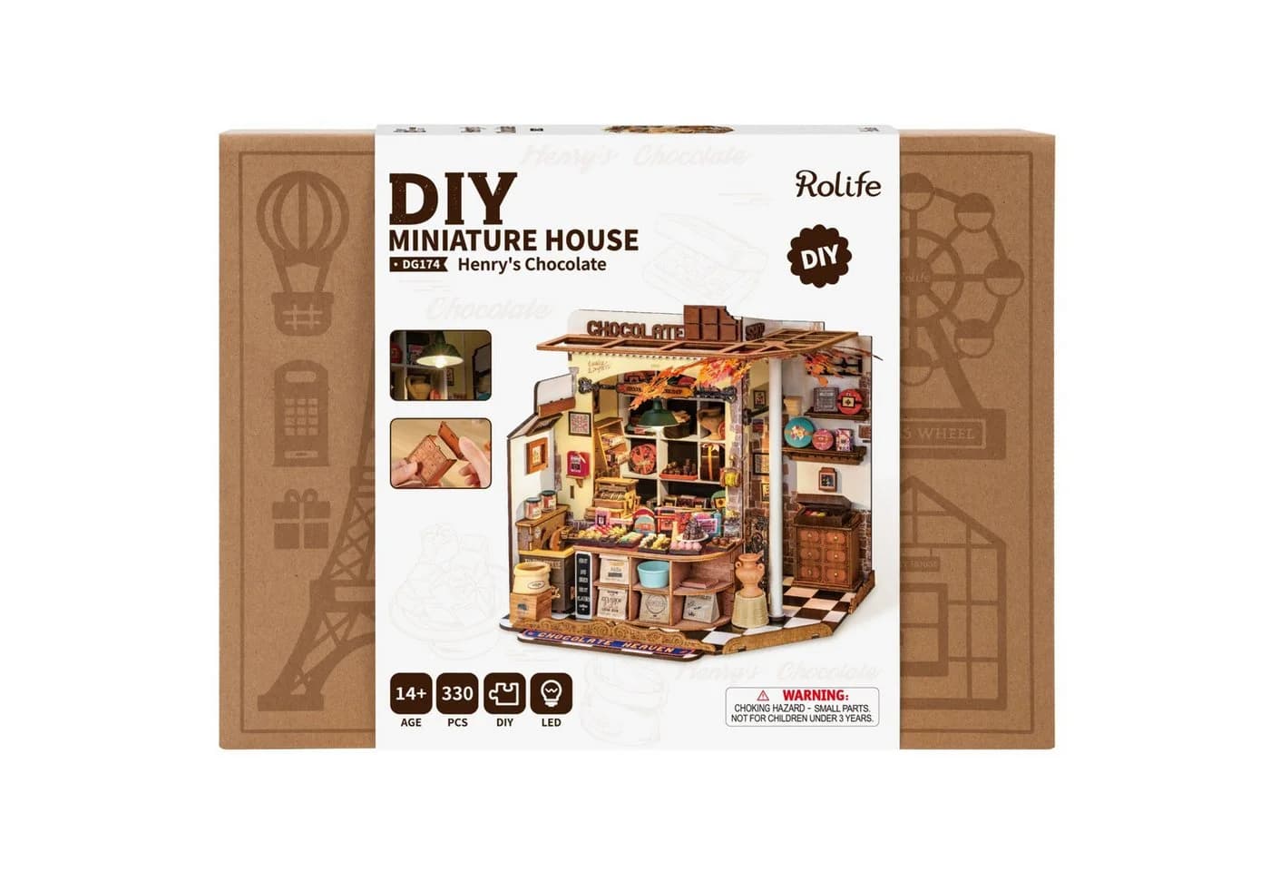 3D-Puzzle Miniatur-Haus, Braun und Beige, 15x15x15 cm