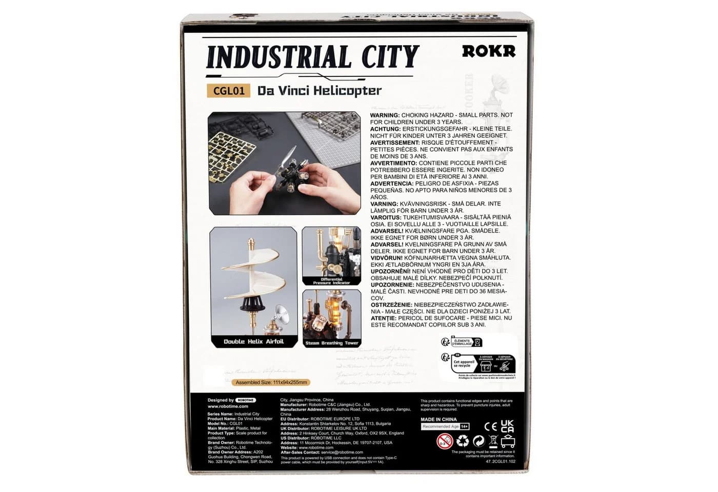 ROKR 3D-Puzzle Da Vinci Helicopter Industrial City - Bild 3