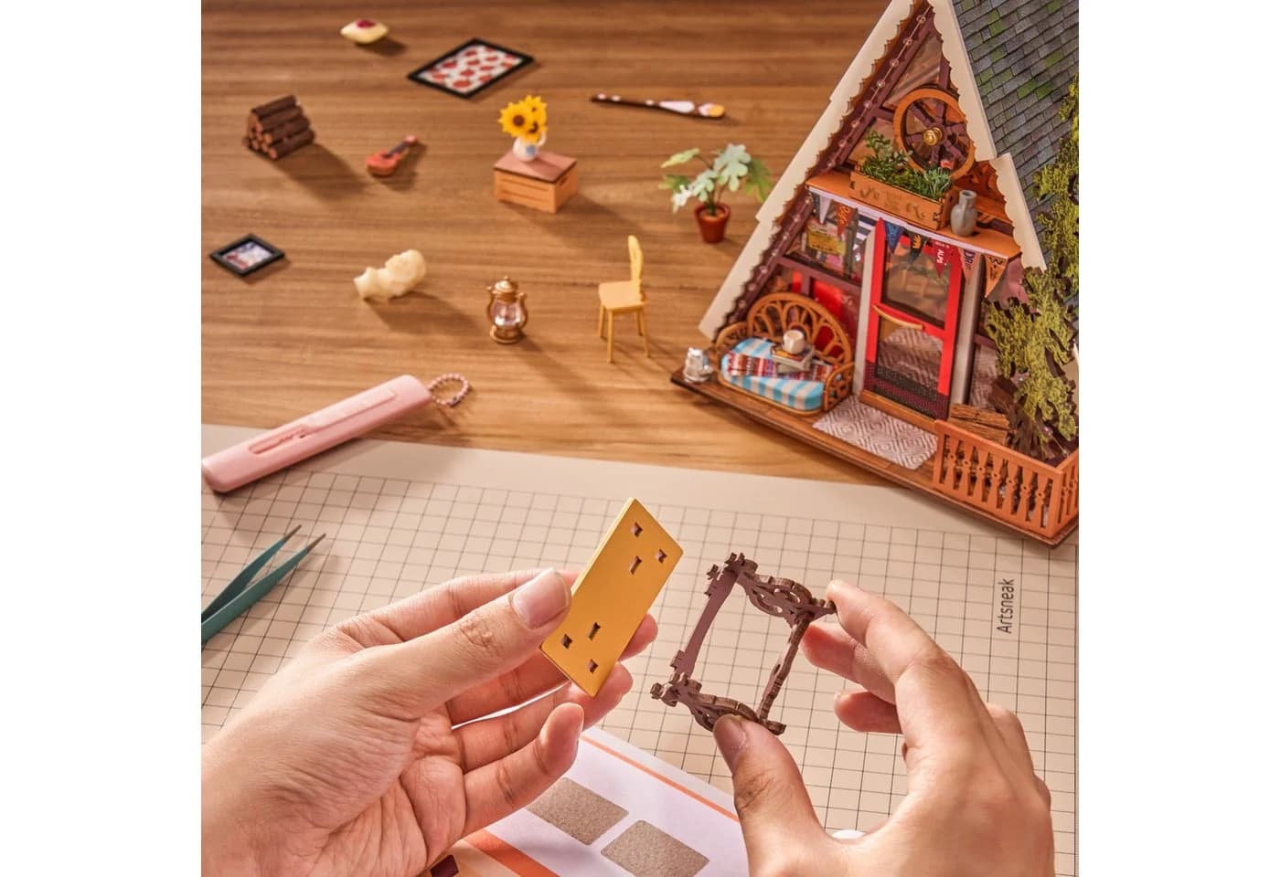 3D-Puzzle Miniaturhaus A-Frame-Cabin - Bild 5
