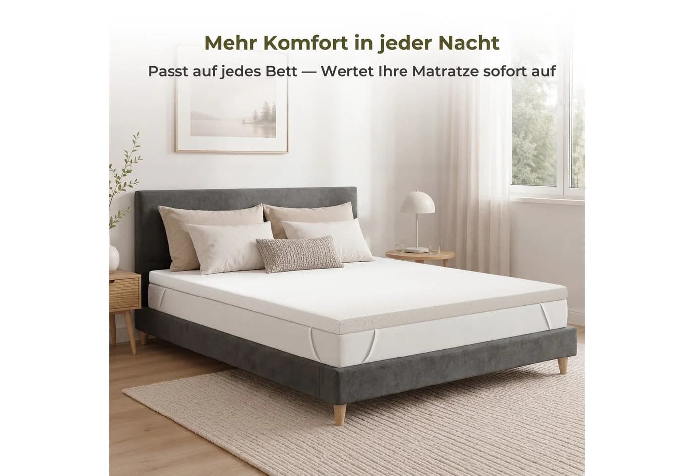 emerspring Memory Foam Topper 5 cm Visco H2 Atmungsaktiv Abnehmbarer Bezug - Bild 5