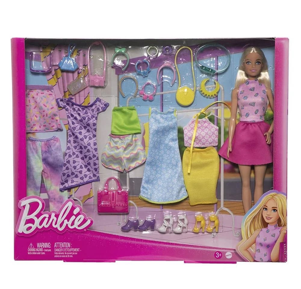 Barbie Anziehpuppe Großes Fashion Mode Spiel-Set Mattel Puppe und Kleidung - Bild 4