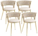 LVHOM Esszimmerstuhl 4er-Set Beige Samt Gold Metallbeine Bild 2