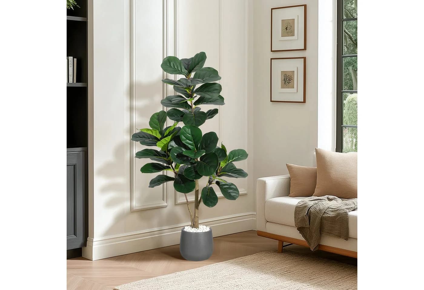 GarveeMore Künstlicher Geigenblatt-Feigenbaum 120 cm Grün