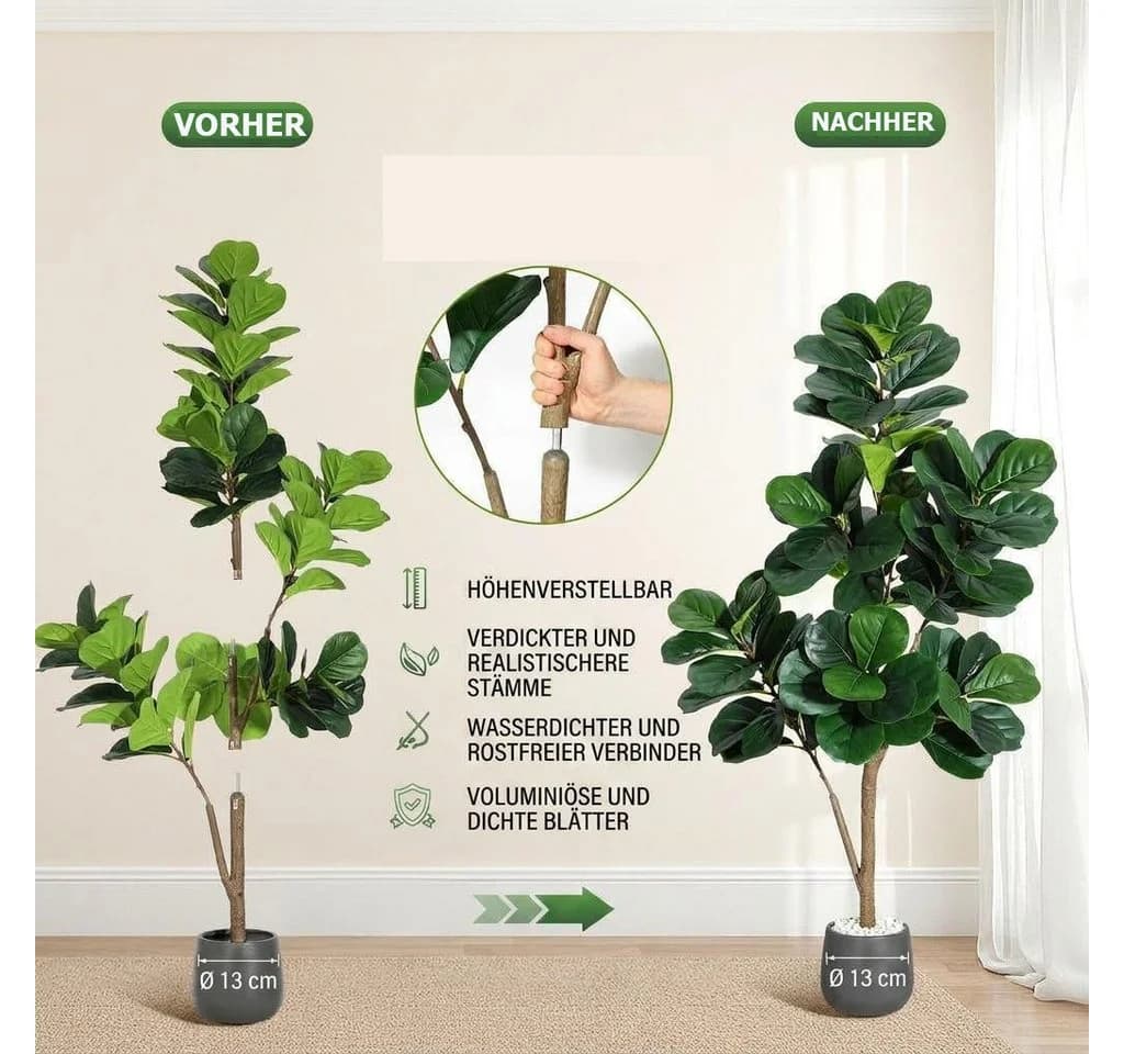 GarveeMore Künstlicher Geigenblatt-Feigenbaum 120 cm Grün - Bild 5