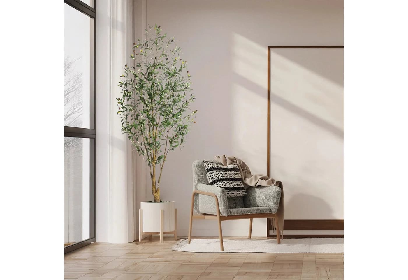 GarveeMore Künstlicher Olivenbaum 180 cm Grün Seide