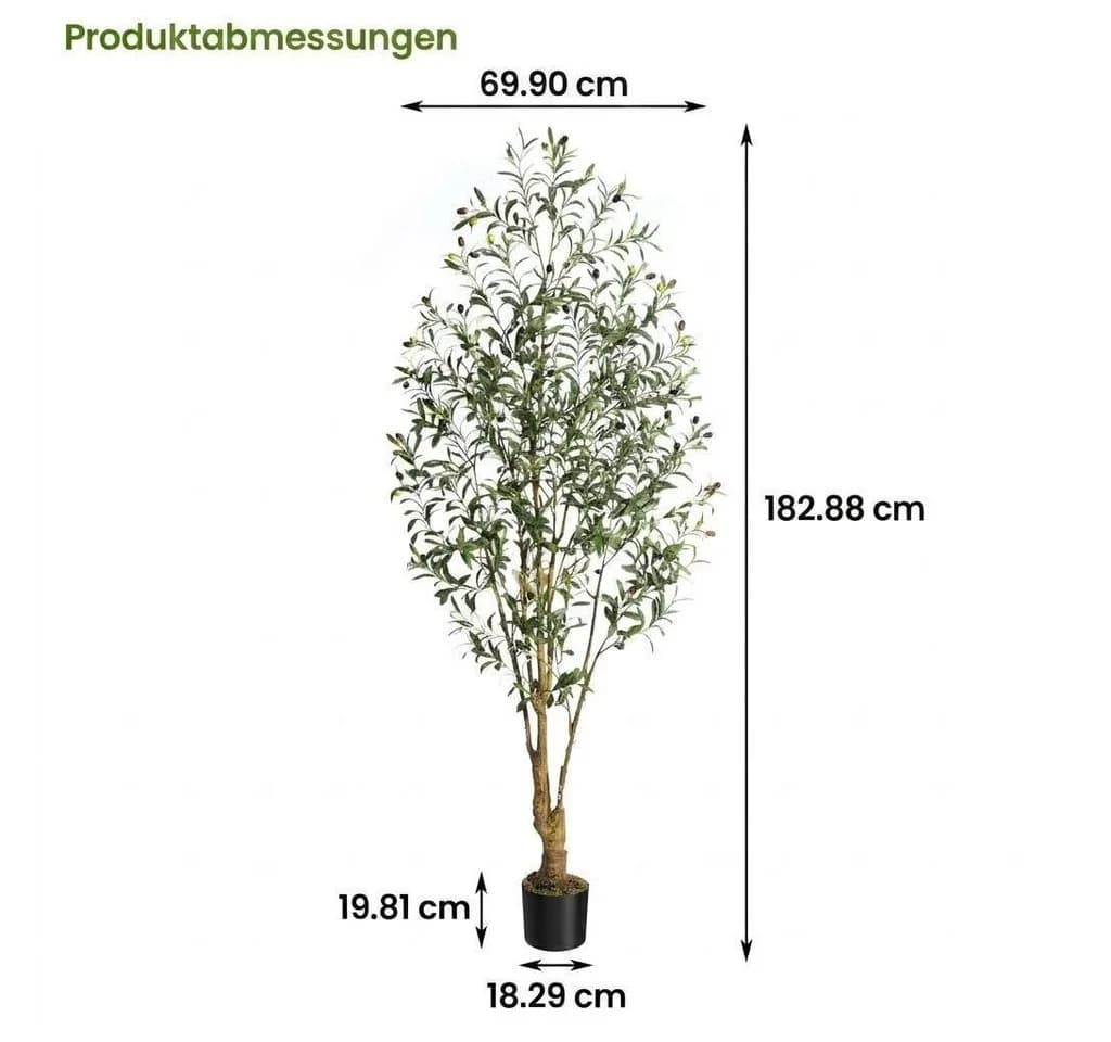 GarveeMore Künstlicher Olivenbaum 180 cm Grün Seide - Bild 3