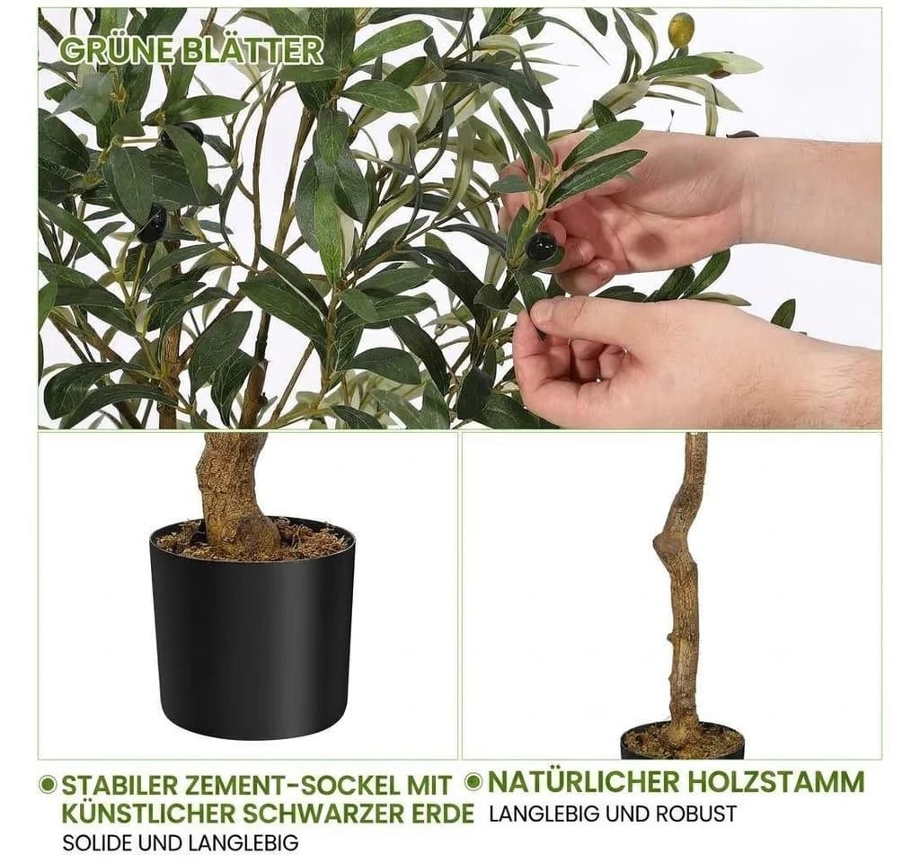 GarveeMore Künstlicher Olivenbaum 180 cm Grün Seide - Bild 5