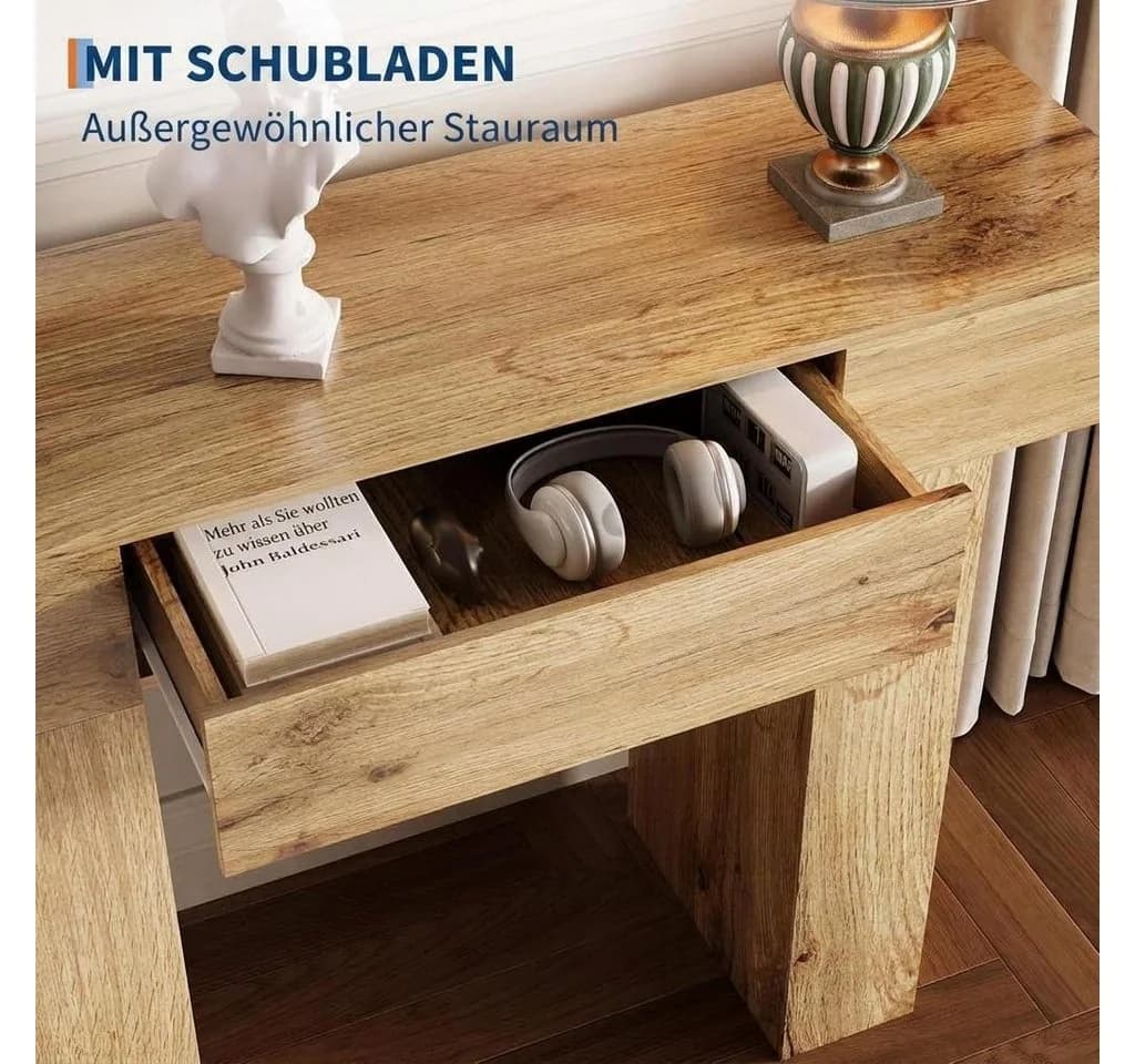 GarveeMore Konsolentisch Landhaus Eiche Beige MDF - Bild 3