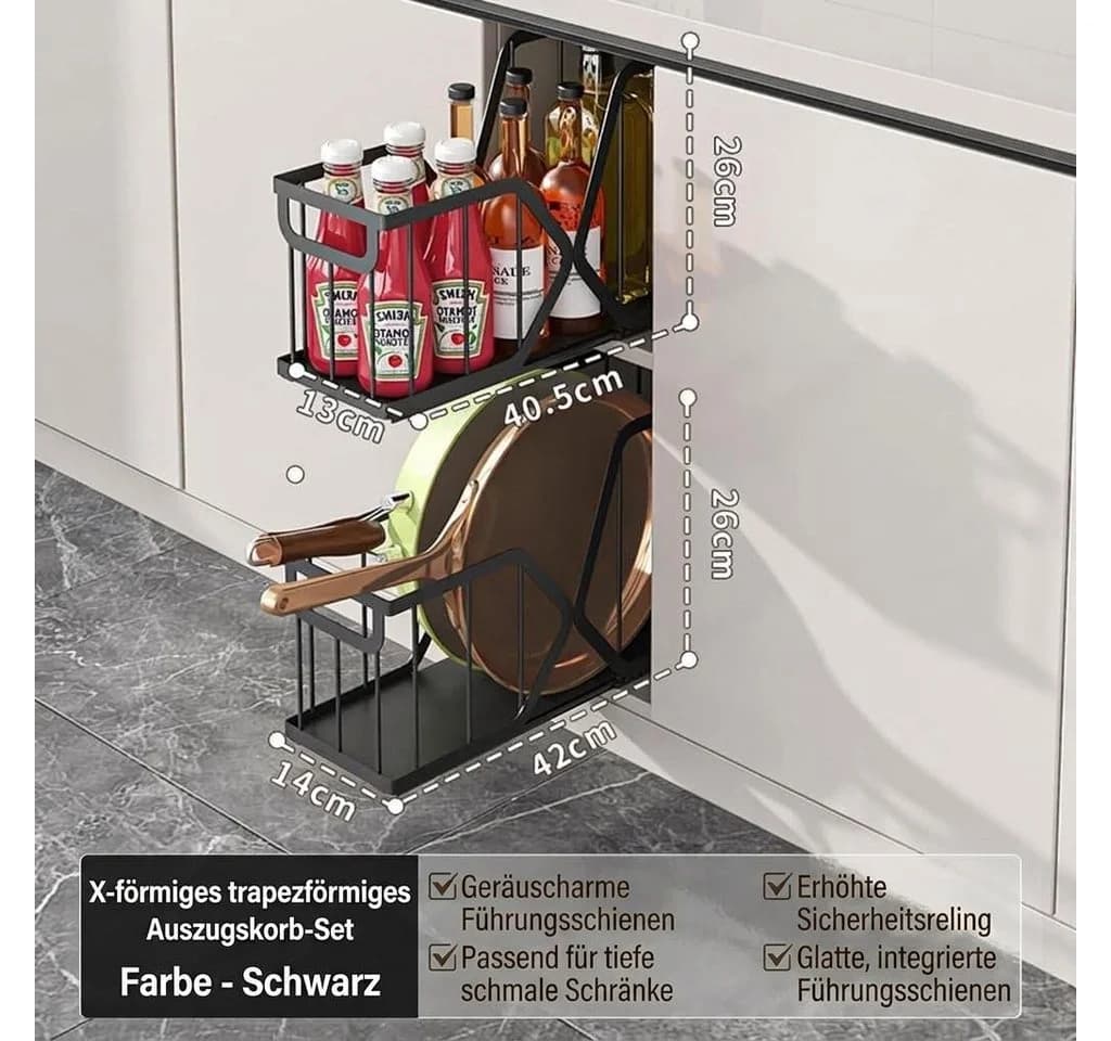 GarveeMore Küchenauszug Schwarz Ausziehbar - Bild 3