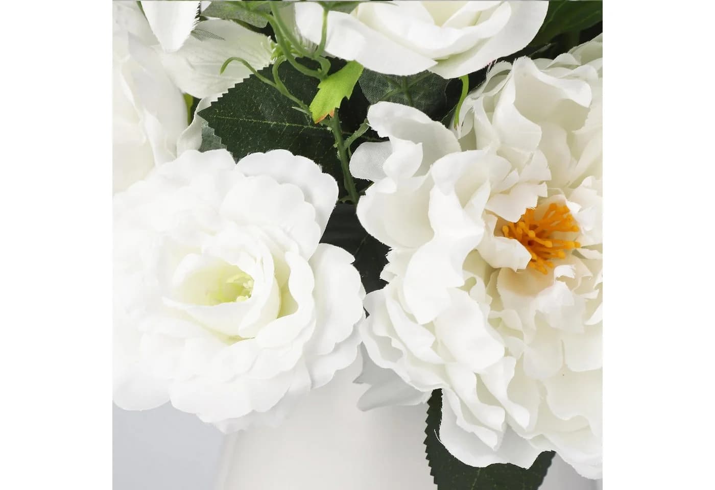 GarveeMore Kunstblume Weiße Rosen in Keramikvase - Bild 3
