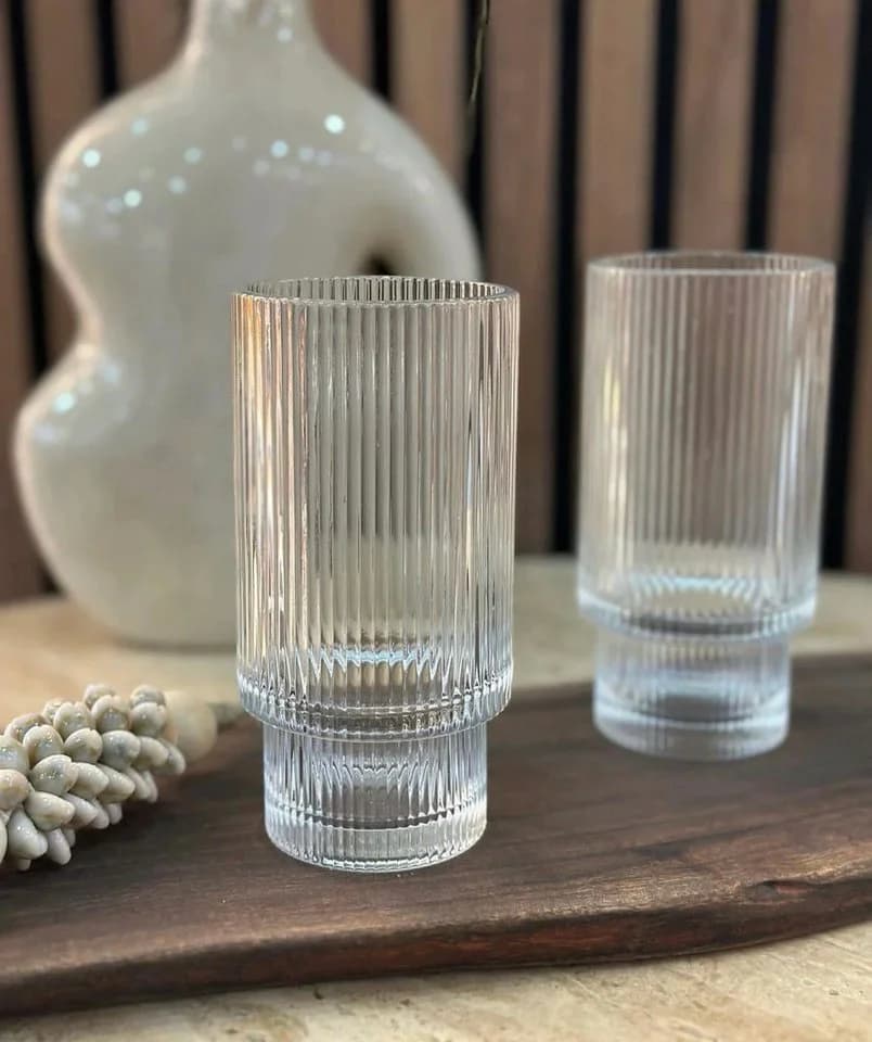 EmirtexHome Longdrinkgläser 6er Set Glas Relief Transparent - Bild 2