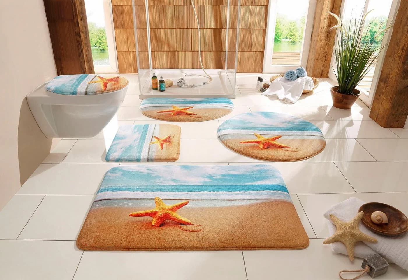 OTTO home Badematte Seestern Beige Memory Schaum 2-tlg. Set