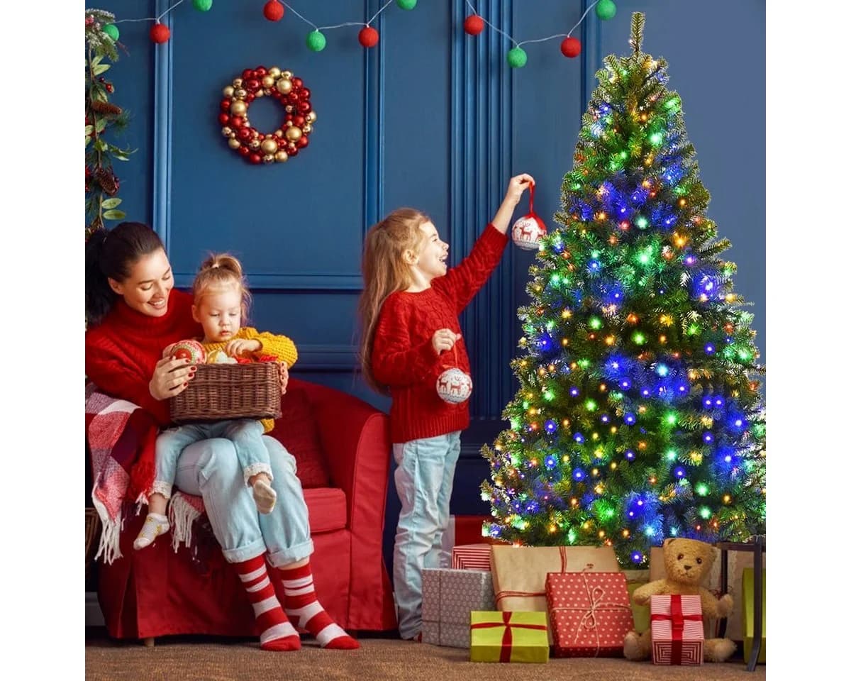 COSTWAY Künstlicher Weihnachtsbaum 180 cm mit 350 LEDs und 11 Modi