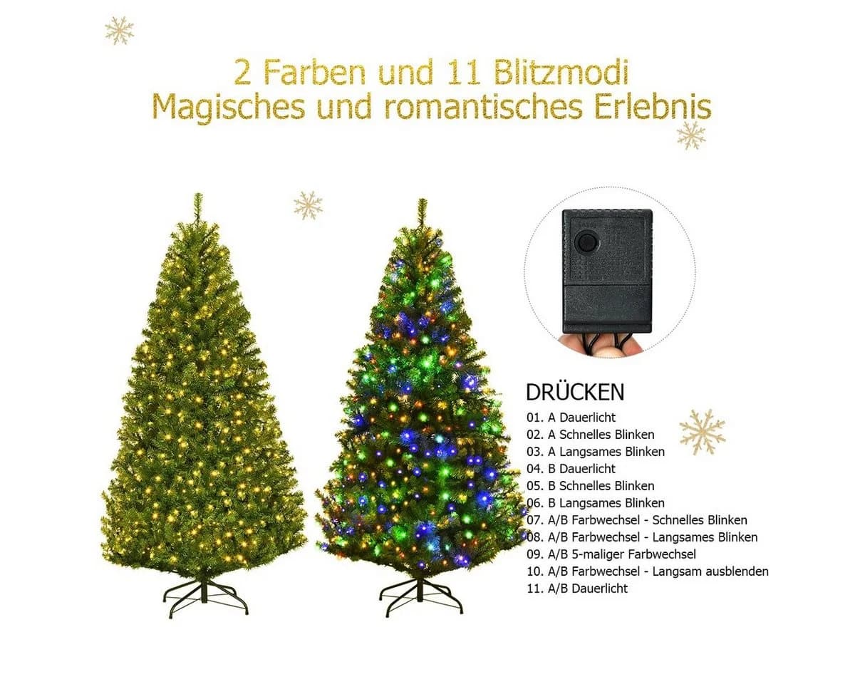 COSTWAY Künstlicher Weihnachtsbaum 180 cm mit 350 LEDs und 11 Modi - Bild 4