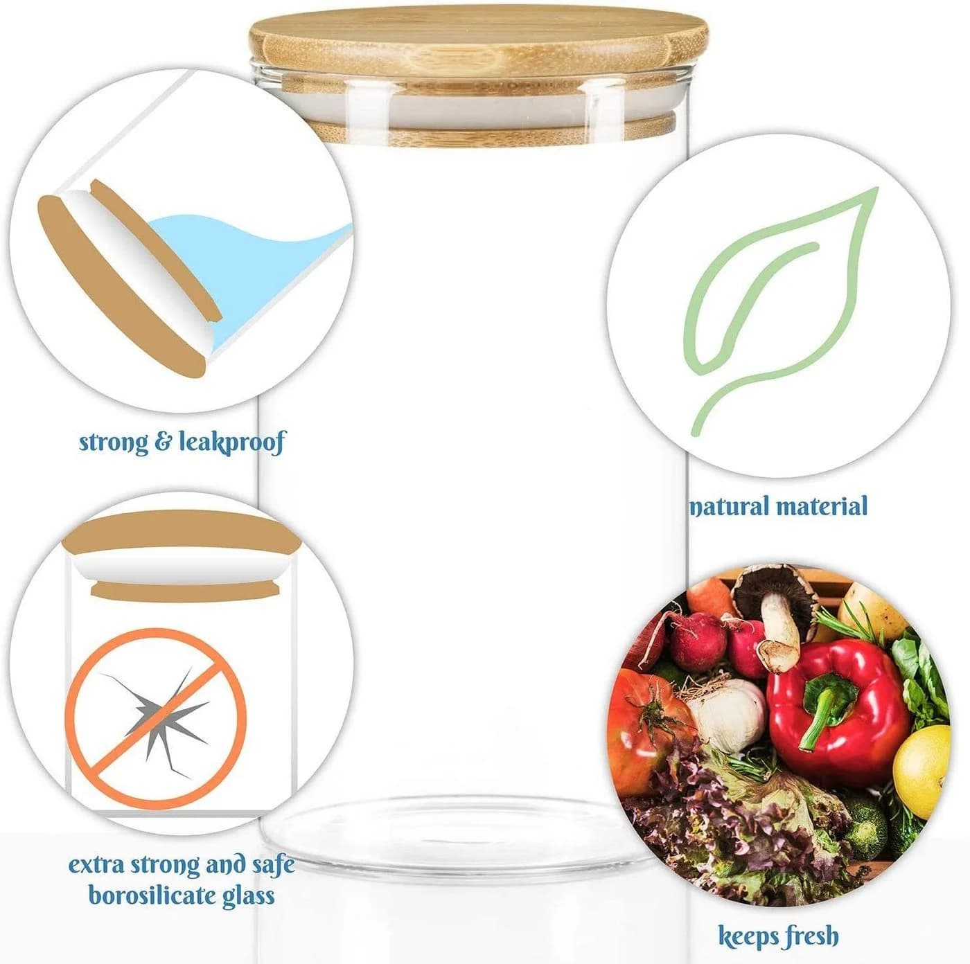 Simloveve Vorratsglas 3er Set Stapelbar Luftdicht Transparent - Bild 3