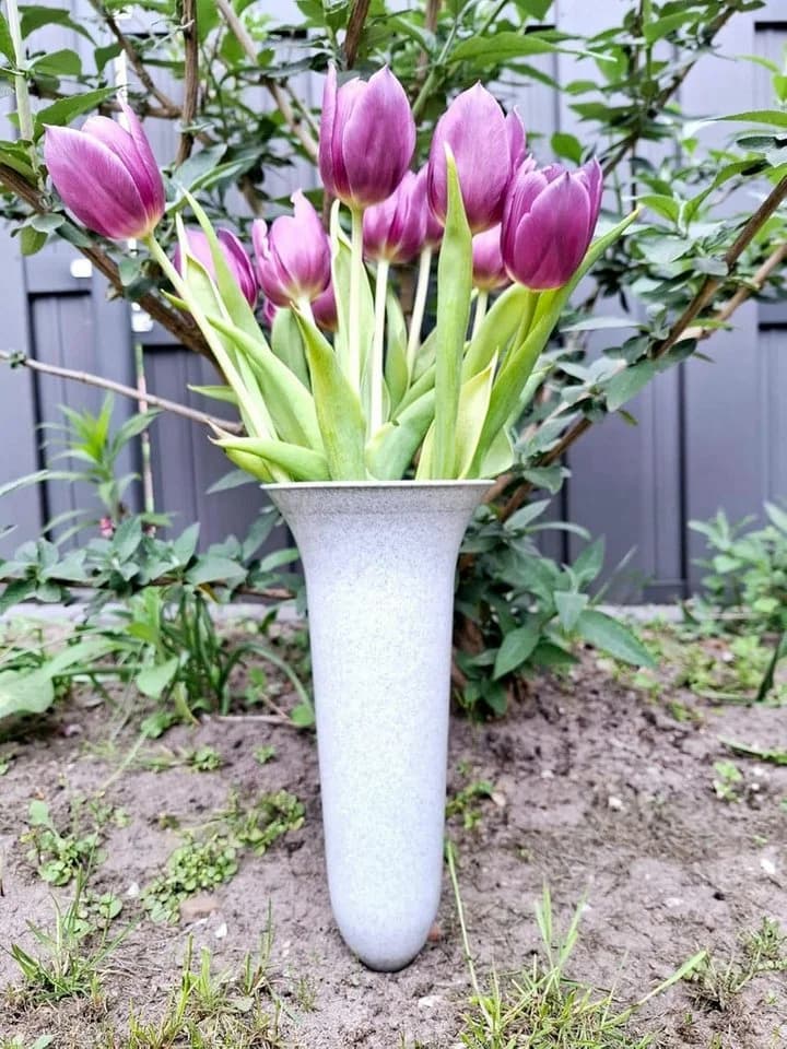 meytrade Bodenvase Grabvase hellgrau frostsicher Kunststoff