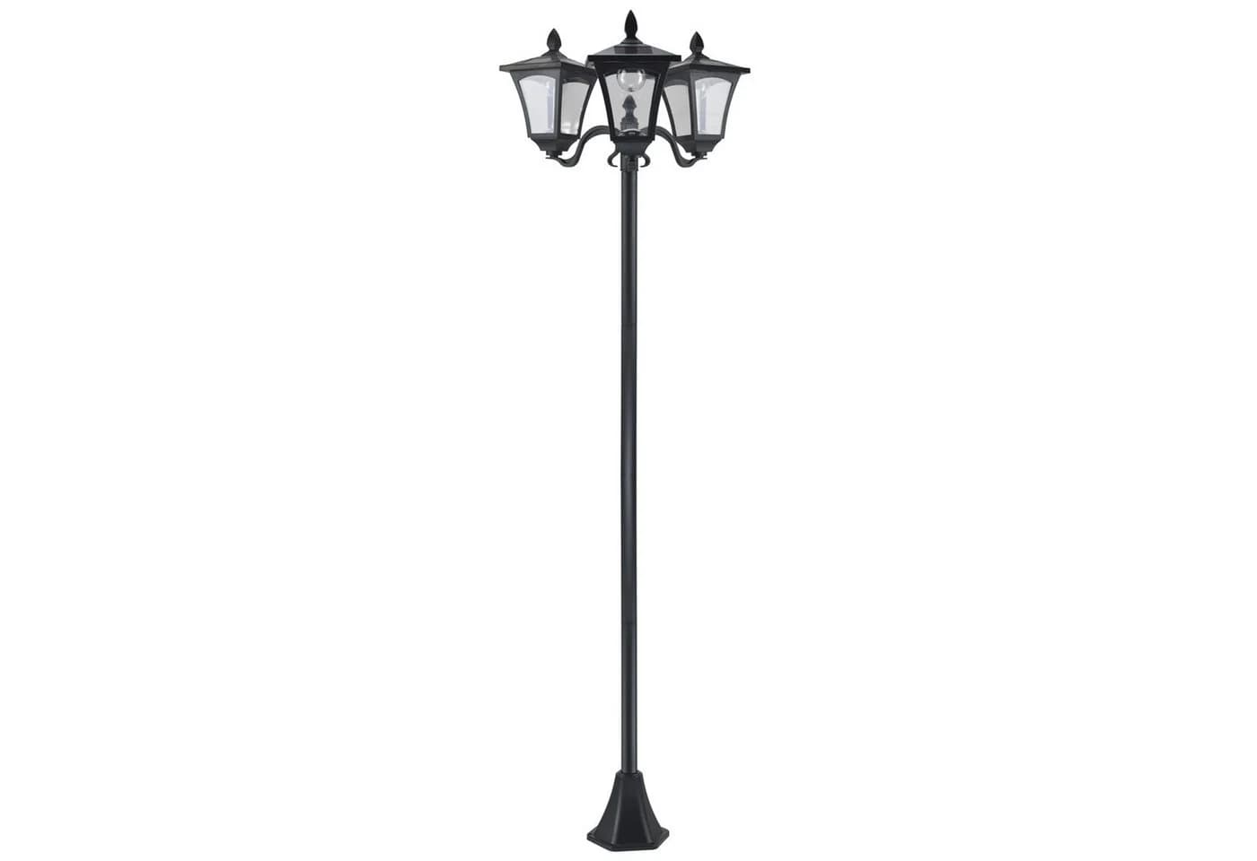 Novzep Solar Gartenlaterne LED mit 3 Leuchten Edelstahl Schwarz