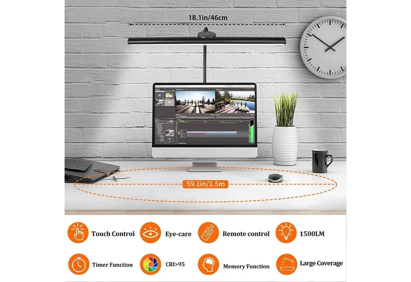 Novzep LED Monitorlampe 46cm dimmbar mit Fernbedienung - Bild 3