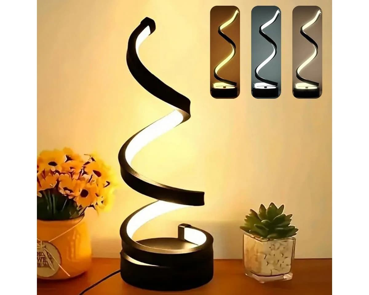 Novzep LED Nachttischlampe Spiral Dimmbar 3 Farben Schwarz - Bild 2