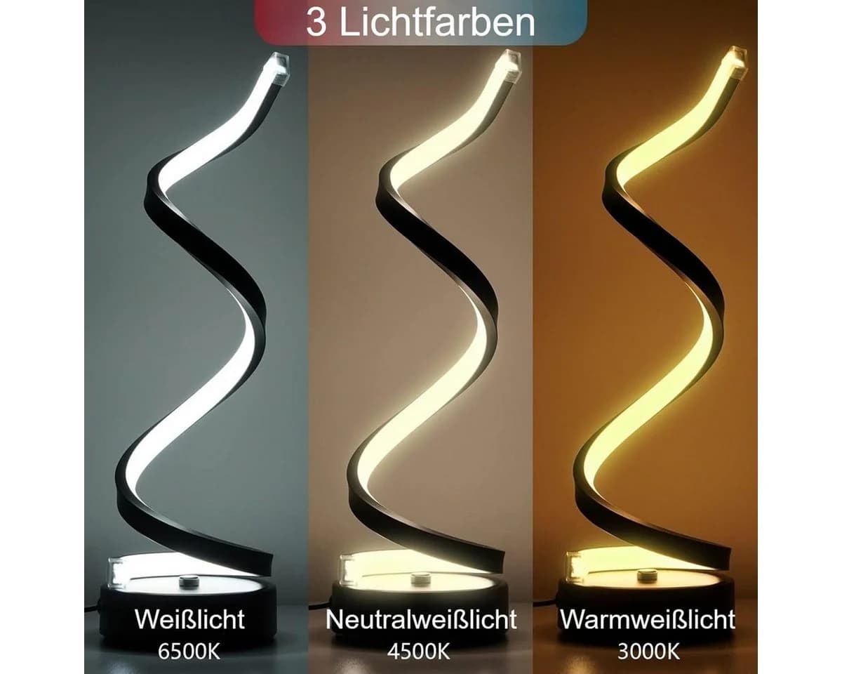 Novzep LED Nachttischlampe Spiral Dimmbar 3 Farben Schwarz - Bild 3