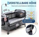 GarveeMore Babybett 5-in-1 Reisebett, faltbares Babybett für Babys mit Wickeltisch, Wiegefunktion, Hängespielzeug, 4 verstellbaren Höhen Bild 1