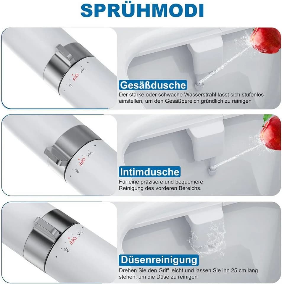 GarveeMore Bidet-Aufsatz Weiß mit einstellbarem Druckschalter