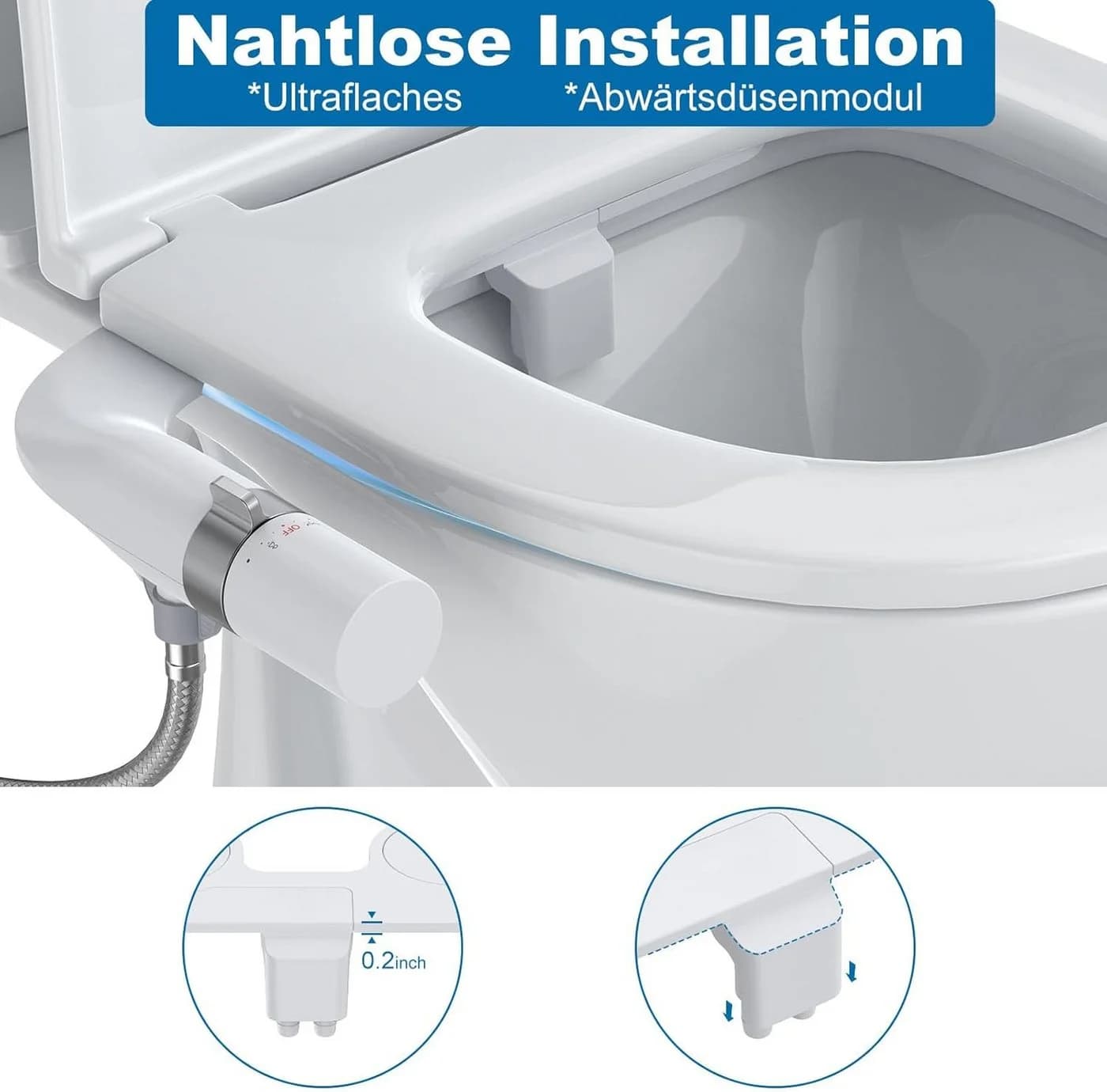 GarveeMore Bidet-Aufsatz Weiß mit einstellbarem Druckschalter - Bild 3