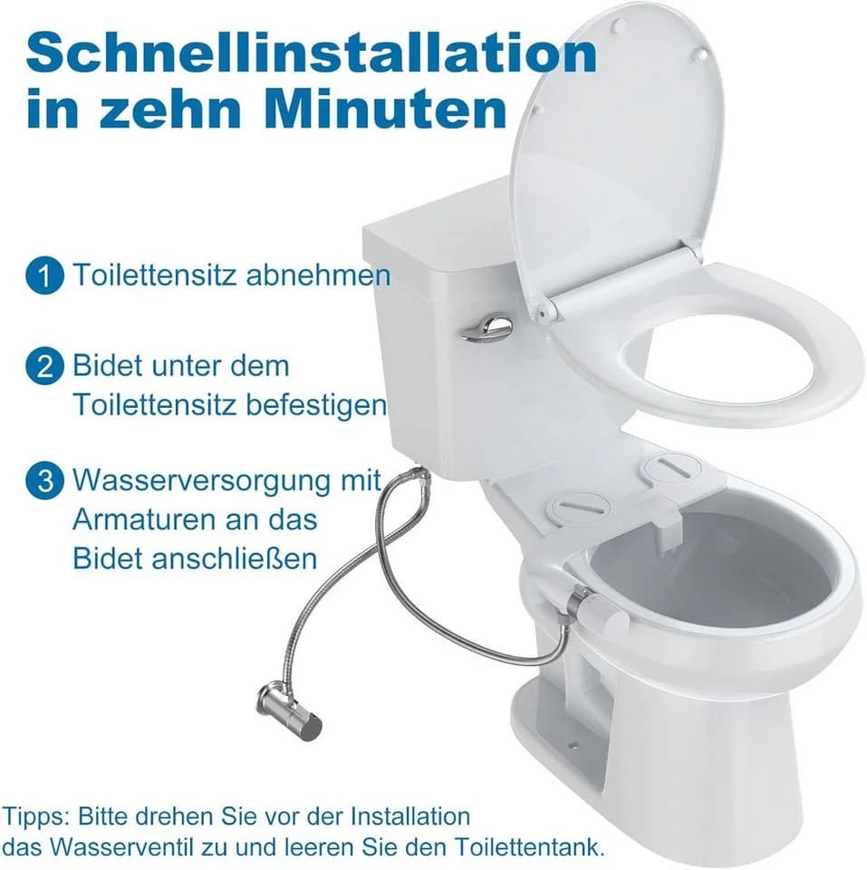 GarveeMore Bidet-Aufsatz Weiß mit einstellbarem Druckschalter - Bild 5