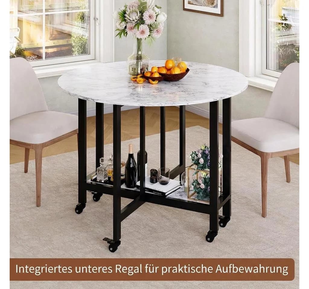 GarveeMore Runder Klapptisch Grau mit Rollen - Bild 4