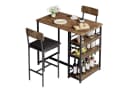 GarveeMore Esstisch-Set mit 2 Barhockern und Regal, Braun Metall Bild 2