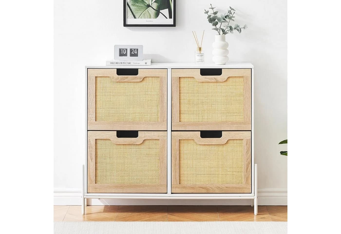 GarveeMore Schuhschrank mit 4 Klappen 8 Ablageflächen Weiß - Bild 2