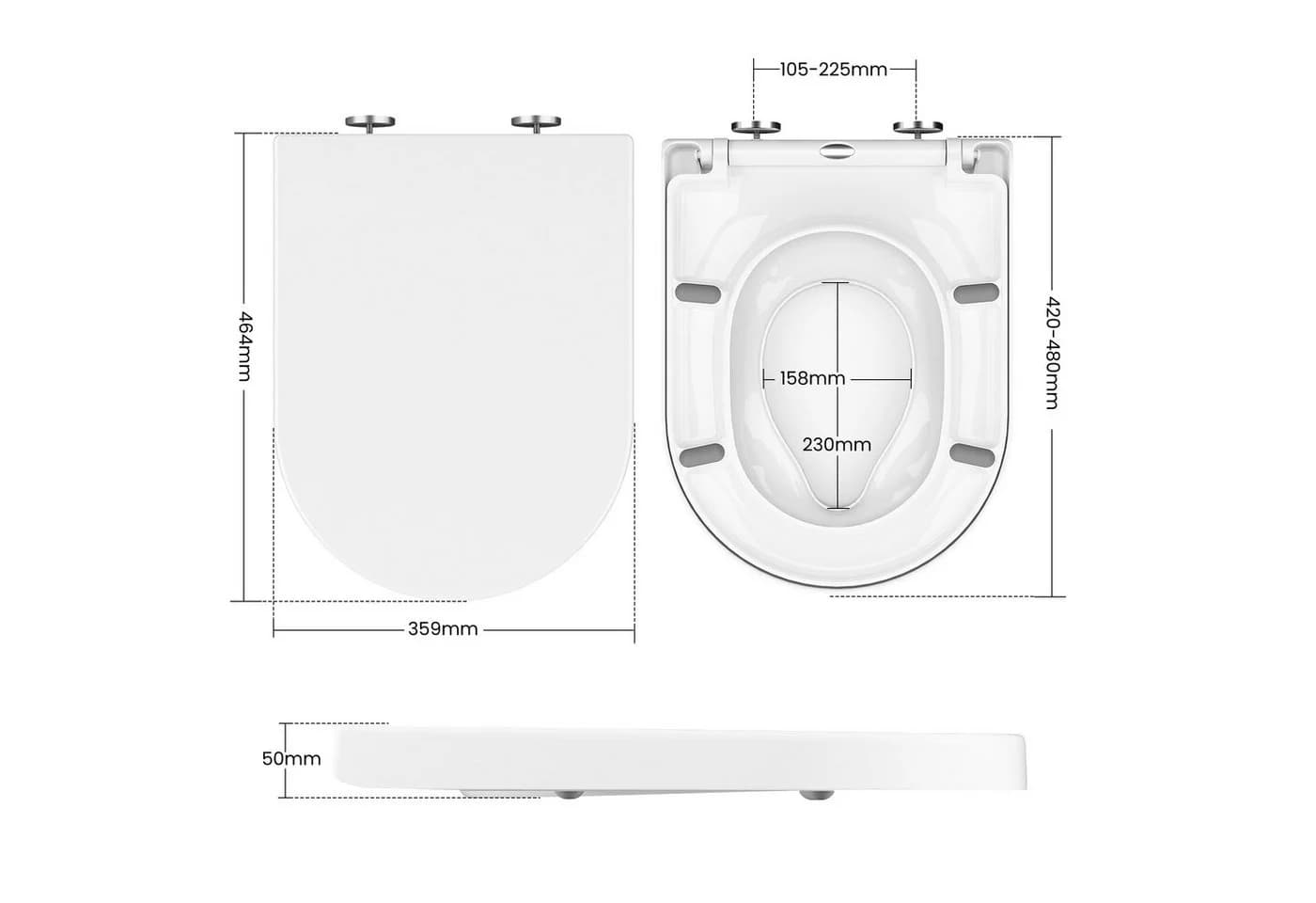 GarveeMore WC-Sitz mit Kindersitz 2-in-1 Soft-Close D-Form Weiß - Bild 3