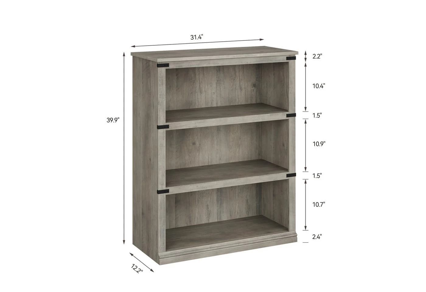 GarveeMore Bücherregal Grau mit 3 Fächern - Bild 3