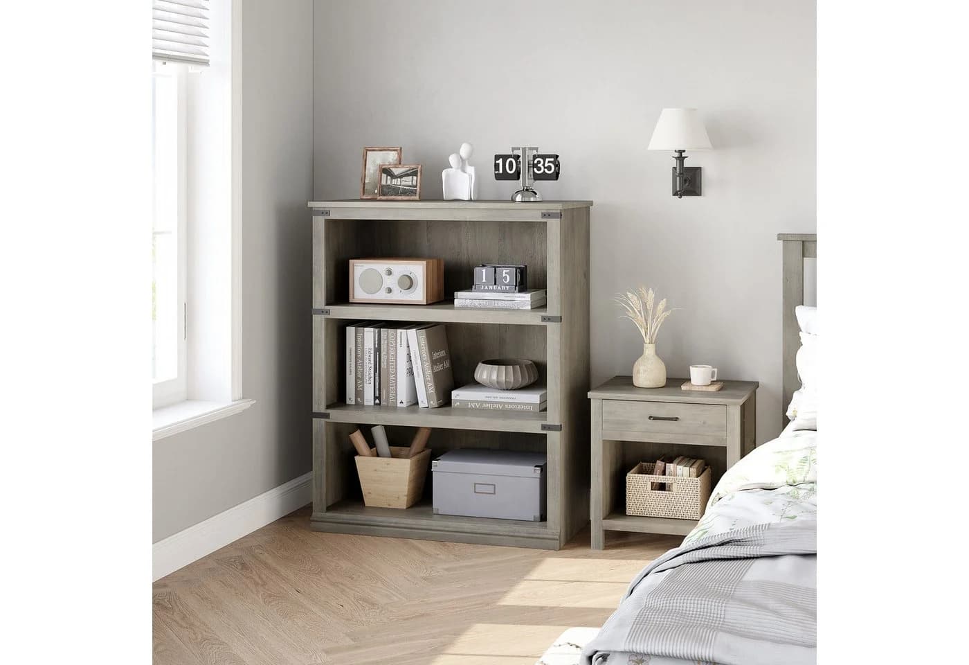 GarveeMore Bücherregal Grau mit 3 Fächern - Bild 4