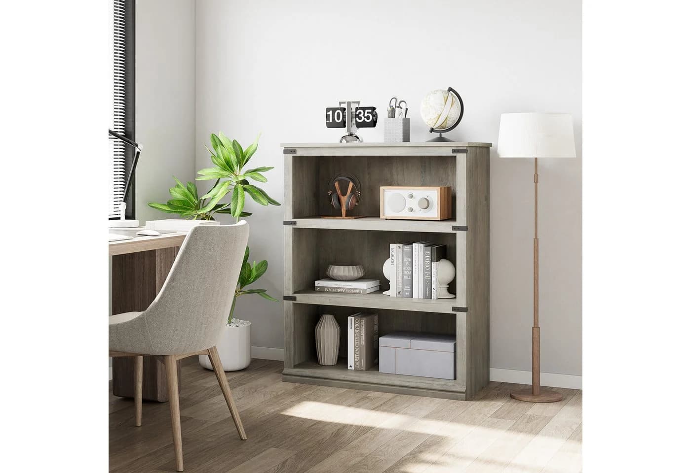 GarveeMore Bücherregal Grau mit 3 Fächern - Bild 5